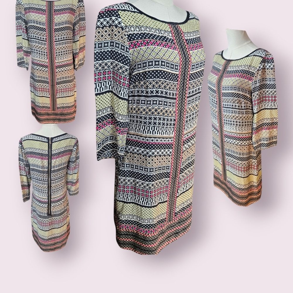Laundry by Shelli Segal Multicolor Geometric Dress, Size Medium